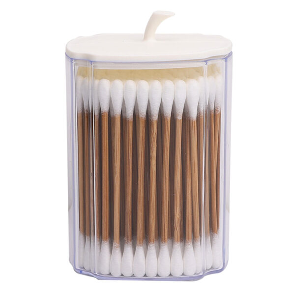 Pumpkin Stem Lid Plastic Box Carbonized Bamboo Stick Cotton Swabs 100 Count - Image 6