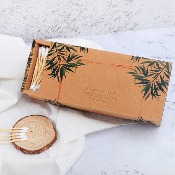 Biodegradable Bamboo Stick Cotton Swabs 500 Count in Paper Drawer Box - Image 5