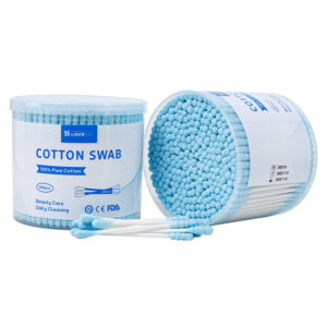 Paper Stick Cotton Swabs 300 Count Blue Spiral Tip